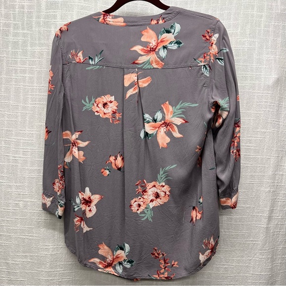 Torrid Harper Grey Floral Challis Pullover 3/4 Sleeve Blouse - Plus Size 00 - Picture 6 of 9